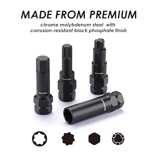 MIXPOWER 16-Piece Locking Lug Nut Master Key Set of Spline Star and Hex Style Keys, Wheel Lock Removal Kit, Thin-Walled and Long Lug Keys to Prevent Damage to Wheels Double-Hex Heads