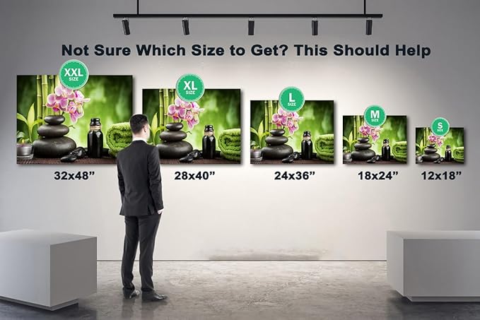GUTTATY Zen Wall Art Decor, Modern Bathroom Zen Decor Wall Art, Canvas Wall Art for SPA Zen Room Decor, Green Bamboo and Pebble Relaxing Art Prints for Office & SPA Wall Decor 12x18 Inches