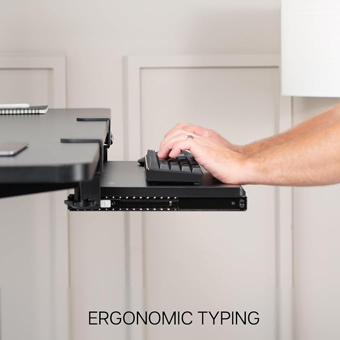 VIVO Small Keyboard Tray, Under Desk Pull Out with Extra Sturdy C Clamp Mount System, 20 Inches (26 Inches Including The Clamps) x 11 Inches Slide-Out Platform Computer Drawer for Typing, Black, | Keyboard Tray for Typing, Slide Out Platform, Extra Stu...