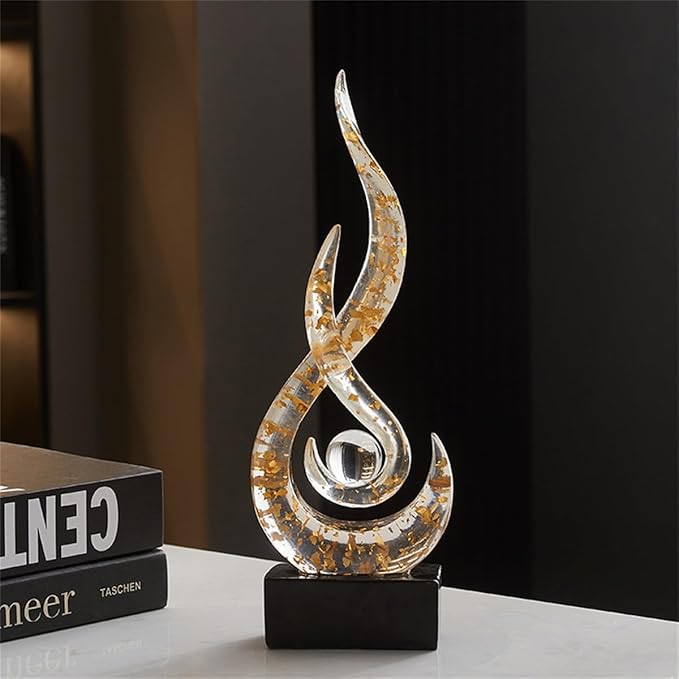 AWNR Abstract Art Deco Decor Statues for Home,Shelves,Table,Living Room, Dining Room,Modern Sculpture Decoraciones of Homes for Sale (Transparent Gold)