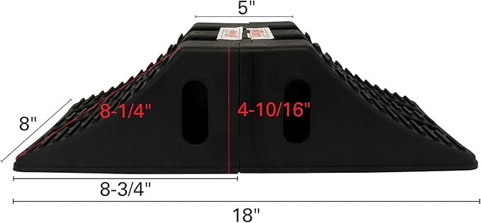Extreme Max 5800.5852 Heavy-Duty Interlocking Wheel Chock for Tandem Axle Trailers and RVs - 9.2" x 8.2" x 4.7", Pair