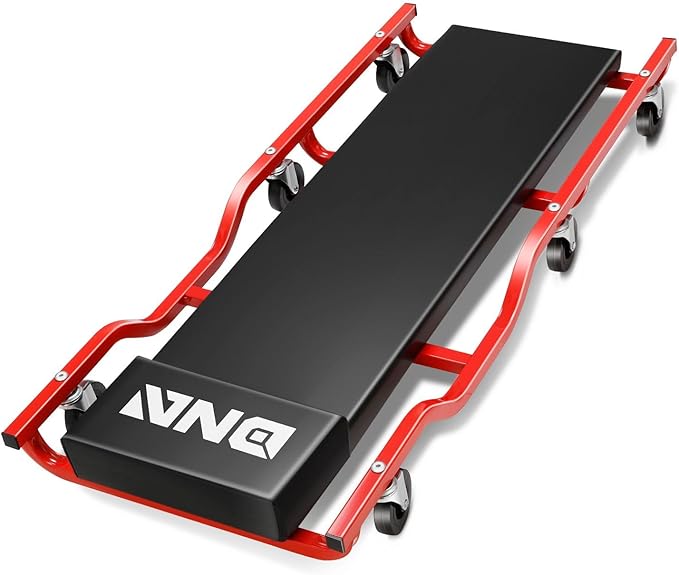 DNA Motoring 40inch Low Profile Plastic Rolling Garage Shop Creeper, Heavy Duty Creeper for Garage, Warehouse, Car Repair Shop, TOOLS-00638-BK-RD