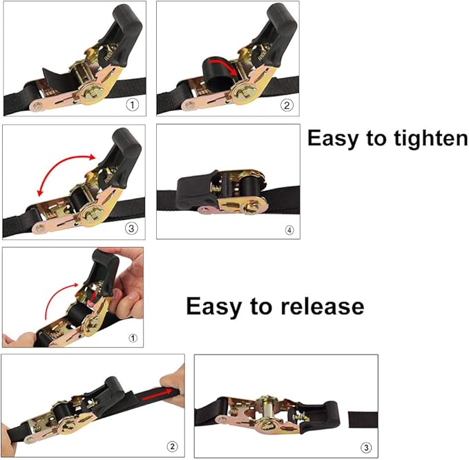 Endless Ratchet Tie Down Straps Heavy Duty Cargo Tie Downs,4FT Sturdy Nylon Black Strap Down Ratcheting Securing Straps, Track Spring Fittings, Tie-Down Motorcycles, Trailer Loads, Kayak