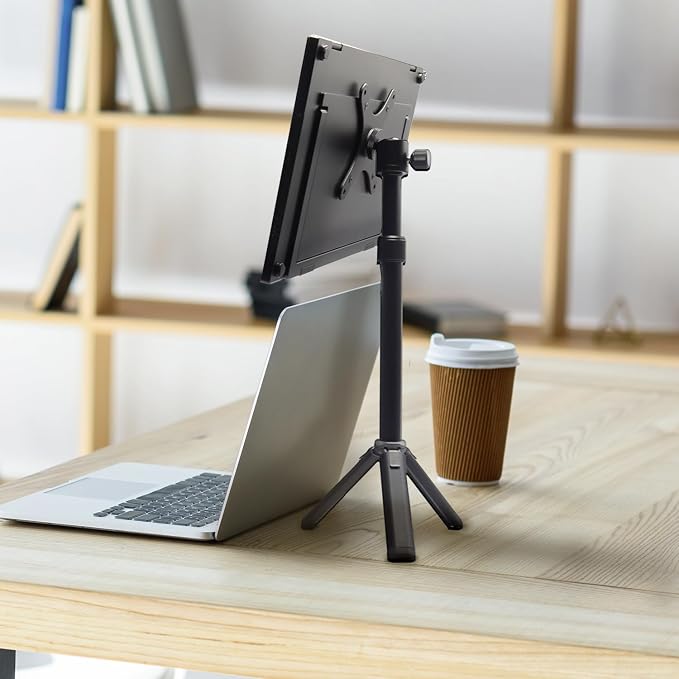 Kado Metal Portable Monitor Stand Tripod, Phone/Tablet Clamp for Desk | 100x100mm 75x75mm Wall/Arm Mount Clamping, 360° Ball Head and 1/4" Screw Compact for Phone, Tablet, Projector, Camera, Webcam