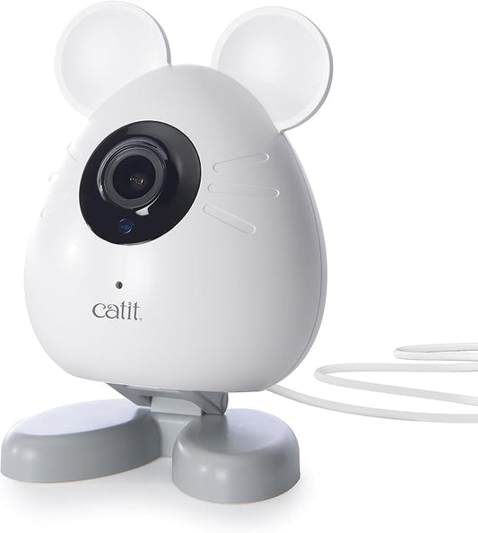 Catit PIXI Smart Mouse Pet Camera – App-Controlled 360 Camera for Cats with Night Vision, 2-Way Audio & Motion Detection – Record & Monitor Your Cat