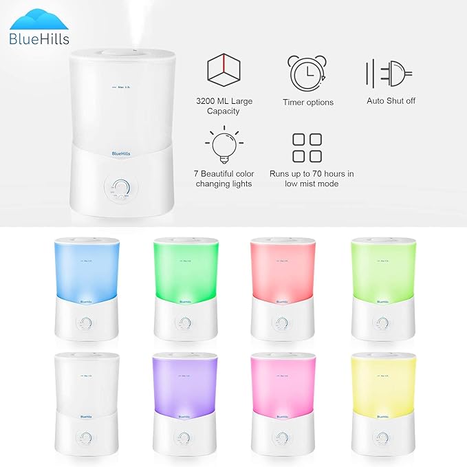 BlueHills Premium Set of Two Large 3000 ML and 2000 ML XL Essential Oil Diffusers Humidifier Combo for Large Room Home with Décor LED Lights Great Gift – Value Pack of White