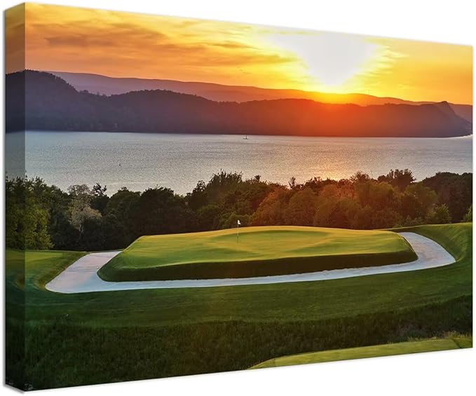 chenchenArt Sleepy Hollow 16 Hole Golf Course Wall Art for Living Room Bedroom Bathroom Home Decorations Sleepy Hollow Golf Course Picture Poster Canvas Prints Framed Ready to Hang(24''H x 36''W)
