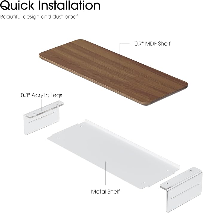 Fenge 23.6" Monitor Stand with Clear Acrylic Legs, Brown | Clear acrylic, storage compartment, 2-tier home office monitor riser, wide large desktop shelf fit monitor/laptop/printer