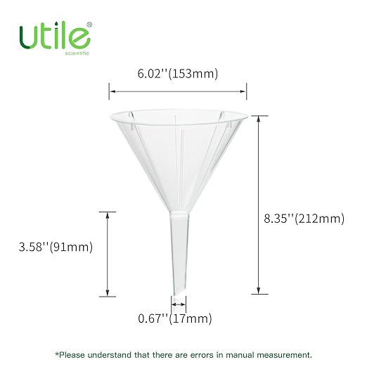 Utile 2pcs Plastic Analytical Funnel Set, PP Material, Top Diameter 153mm, Small Funnel for Lab Bottles, Recreational Activities, 4512.0019.2