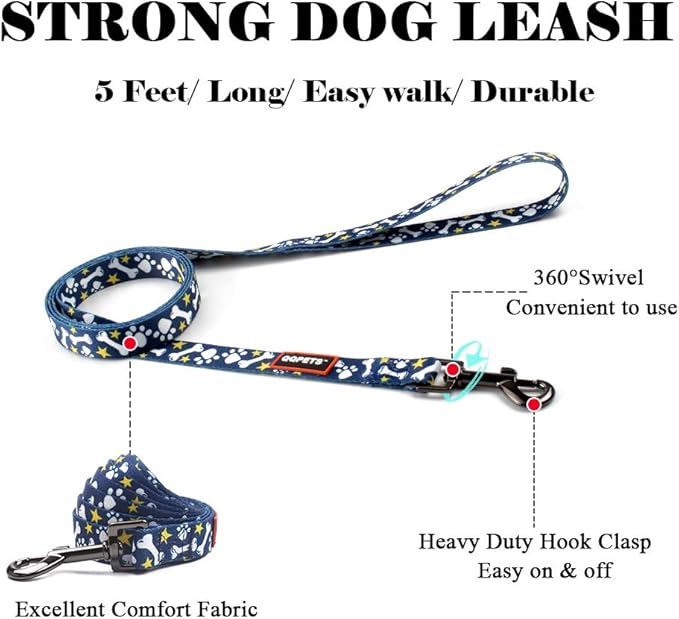 QQPETS Dog Harness Leash Set Adjustable Heavy Duty No Pull Halter Harnesses for Small Medium Large Breed Dogs Back Clip Anti-Twist Perfect for Walking (XS(12"-18" Chest Girth), Bone)