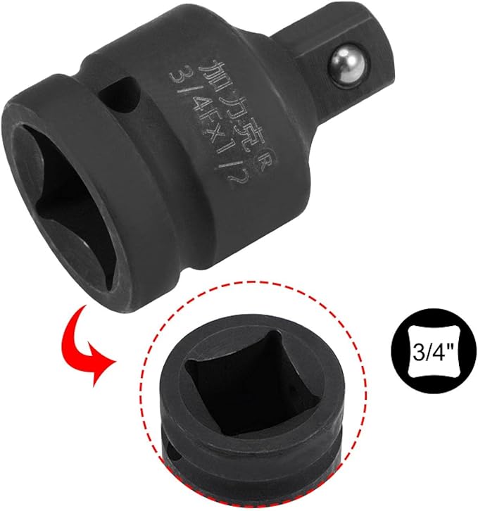 uxcell 3/4" Drive (Female) x 1/2" (Male) Impact Socket Reducer for Use with Air Impact Drivers, Breaker Bars, Ratchets, CR-MO Steel