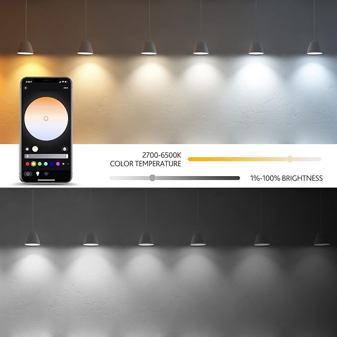 Smart Light Bulbs,Full Color Changing Dimmable LED Bulb,Compatible with Alexa and Google Assistant,UL FCC Certified,2.4GHz WiFi+Bluetooth LED Light Bulbs, Music Sync Smart Home Lighting (1)