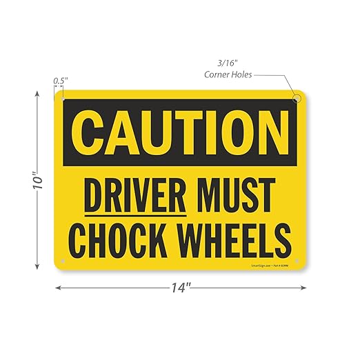 SmartSign-S-0617-AL "Caution - Driver Must Chock Wheels" Sign | 10" x 14" Aluminum