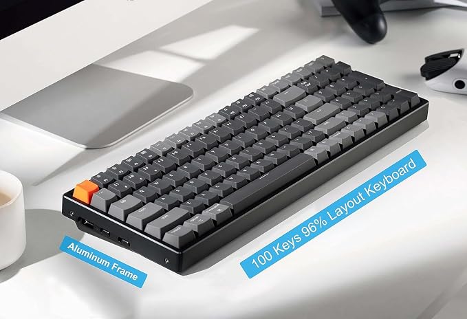Keychron K4 Bluetooth Wireless Mechanical Keyboard RGB LED Backlit, Hot-swappable Compact 100 Keys USB Wired Computer Gaming Keyboard Aluminum Frame for Mac Windows, Gateron Brown Switch