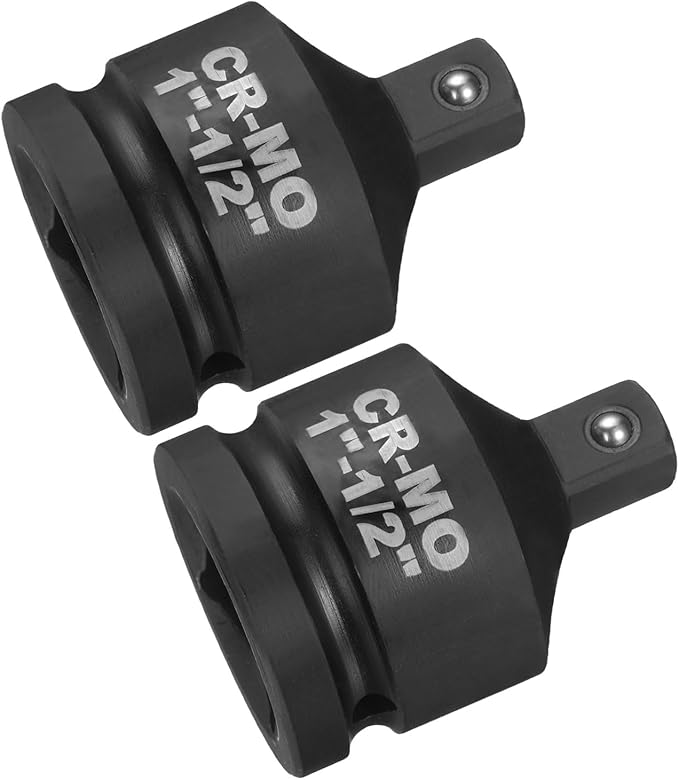 HARFINGTON 2pcs Impact Socket Adapter 1" Female to 1/2" Male Square Drive Reducer Standard SAE CR-MO Steel Converter Impact Driver Ratchet Wrench Breaker Bar Conversion, Black
