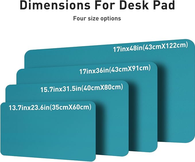 Aothia Leather Desk Pad Protector, Mouse Pad, Office Desk Mat, Non-Slip PU Leather Desk Blotter, Laptop Desk Pad, Waterproof Desk Writing Pad for Office and Home (Turquoise,31.5" x 15.7")