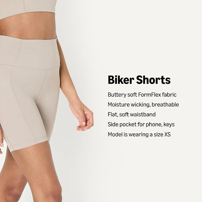 Amazon Essentials Women's Active FormFlex Buttery Soft High Waist Biker Shorts