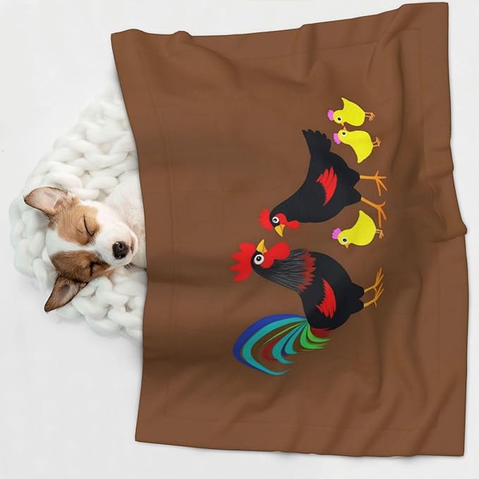 Chicken Farm Animal Print Soft Plush Pet Blanket, Washable Dog Blanket, Cat Fleece Throw, Puppy Bed Crate Mat & Sofa Couch Protector - Medium