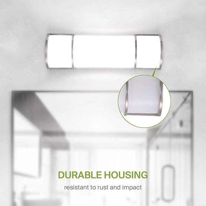 ASD LED 18" Vanity Flush Mount Light Fixture, Linear Bathroom Lighting Bar | 3CCT, Dimmable, Energy Star, ETL Listed | 20W 1650LM 3000-5000K 120V | Long Bath Wall Sconce Over Mirror | Nickel, 4 Pack