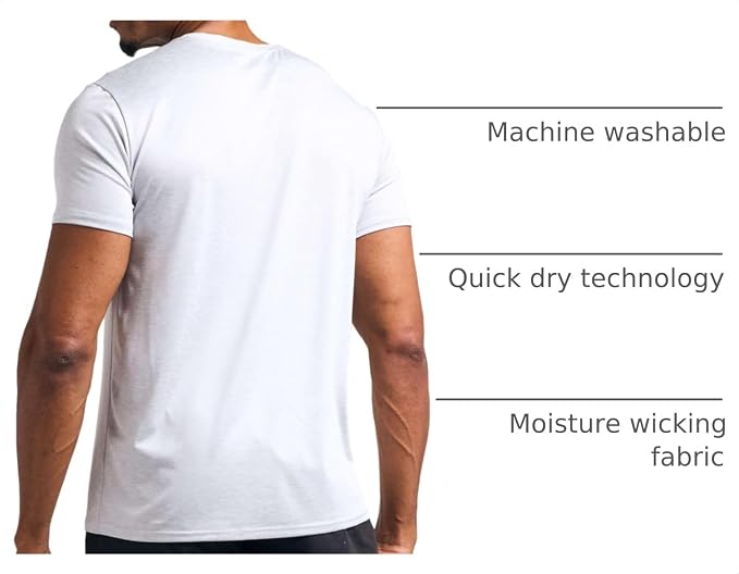 5 Pack Men's Dry Fit V Neck Gym Workout T Shirts Athletic Moisture Wicking | Cooling, Quick Dry, Breathable, Short Sleeve, Exercise, Cycling, Sports, Outdoor, Fitness, Golf, Crossfit, Hiking, Tennis