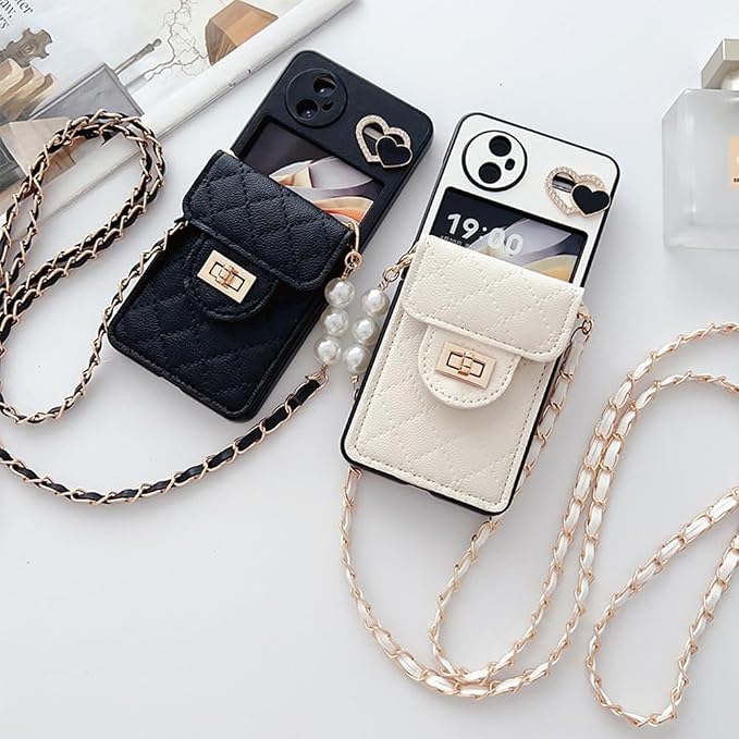 Phone Crossbody Chain Cell Phone Lanyard,Leather+Metal Shouder Strap Universal Phone Strap with Phone Tether Patches (K)