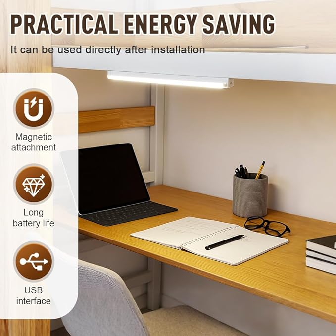 Punch-Free Smart Sensor Magnetic Rechargeable LED Lights, 2026 Upgraded Lntelligent Motion Sensor Light Strip, 3 Colors-Dimmable, Under Cabinet Lighting Wireless (4, Warm Light, 10cm/3.9in)