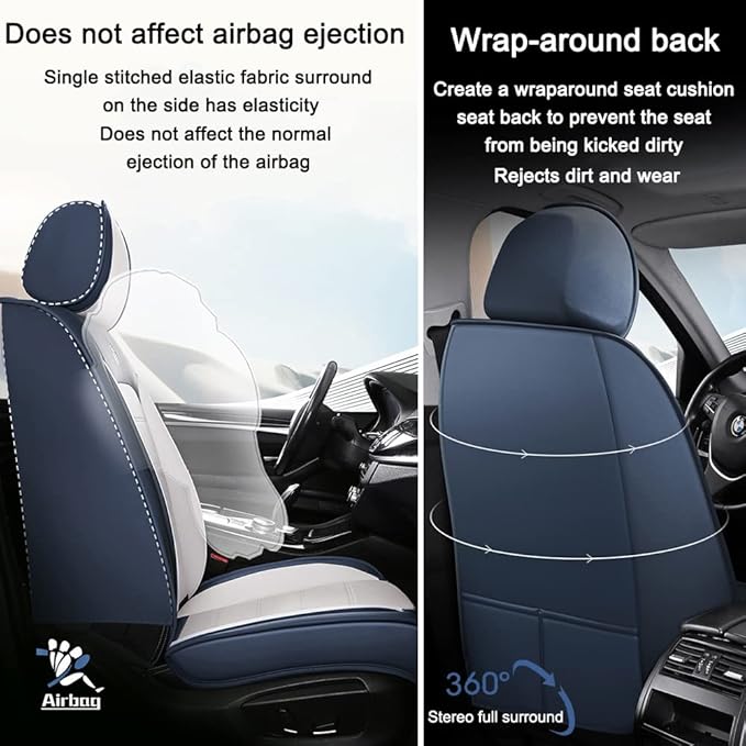 Leather Car Seat Covers for Volkswagen Golf SportWagen 2015-2019,Waterproof Soft Seat Covers,Interior Accessories Seat Covers Protector Airbag Compatible(2pcs Black&Coffee Standard)