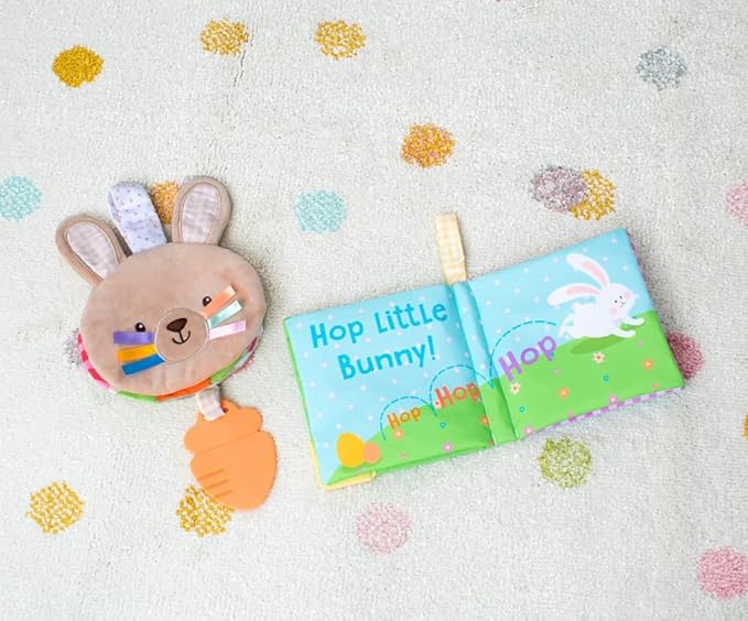 Magic Years 5 inch Soft, Crinkle Activity Book with Teether and Travel Strap for Baby, Happy Spring, Multicolored