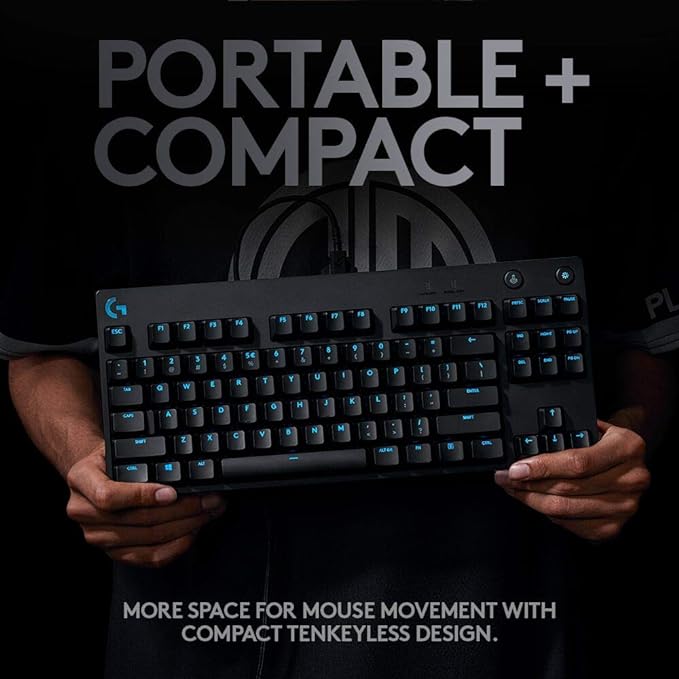 Logitech G PRO Mechanical TKL Tenkeyless Gaming Keyboard (Clicky) - Black | Ultra portable, detachable Micro USB cable, 16.8 million color Lightsync backlit keys
