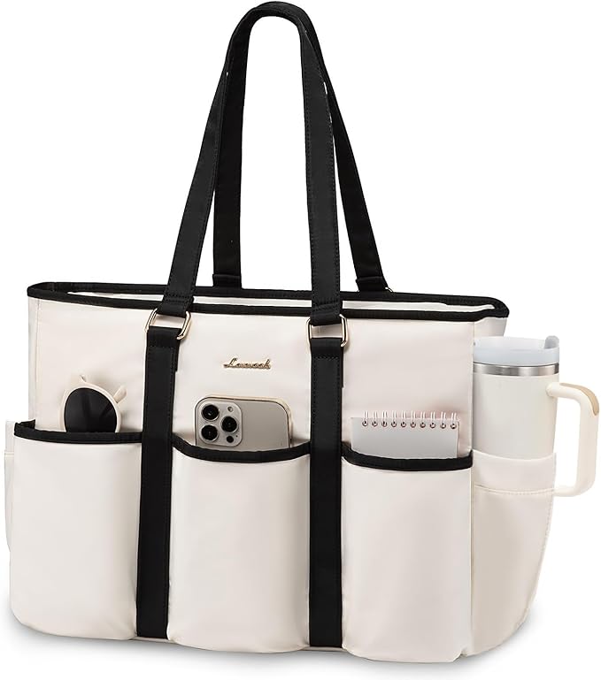 LOVEVOOK Work Tote Bag for Women, 15.6 inch Laptop Bag for Women, Teacher Tote Bag Nurse Bag, Utility Tote For Work/Travel/College/Daily, Professional Computer Purse Large Handbag With Multi Pocket