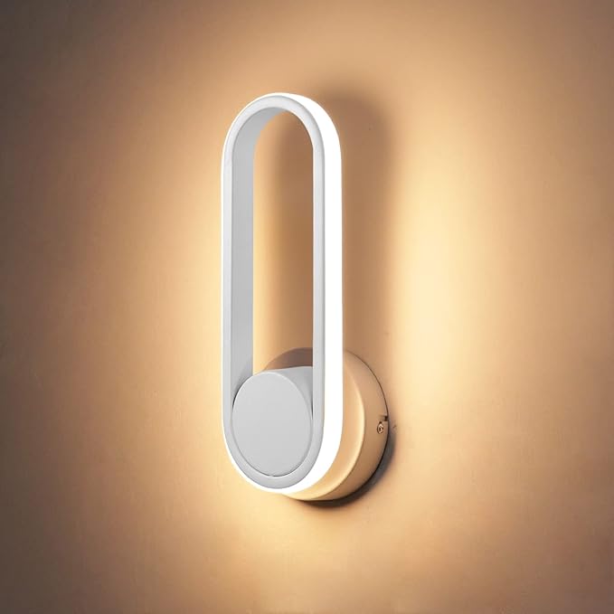 XEYOU 12W Modern Indoor Wall Sconce Rotatable 330° LED White Wall Light Fixtures for Bedroom Living Room Hotel Hallway Aisle Corridor, Warm White 3000K