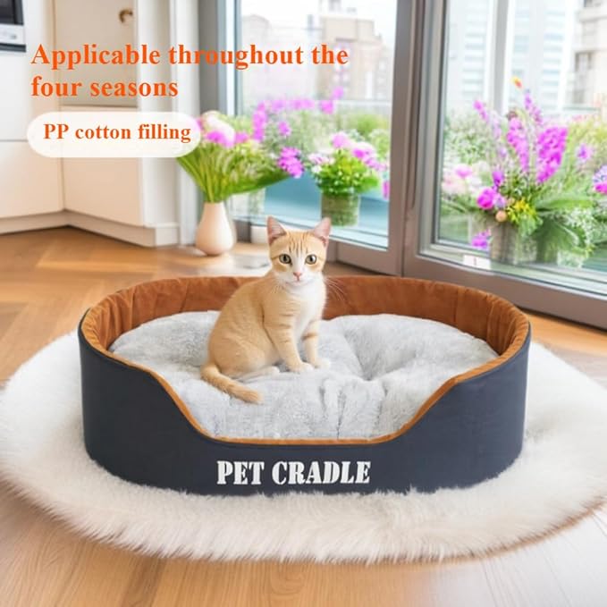 Dog Bed Orthopedic Dog Couch Bed, Waterproof Pet Bed with Removable Washable Mat & Non-Slip Bottom(Grey,15.75''X11.81'')
