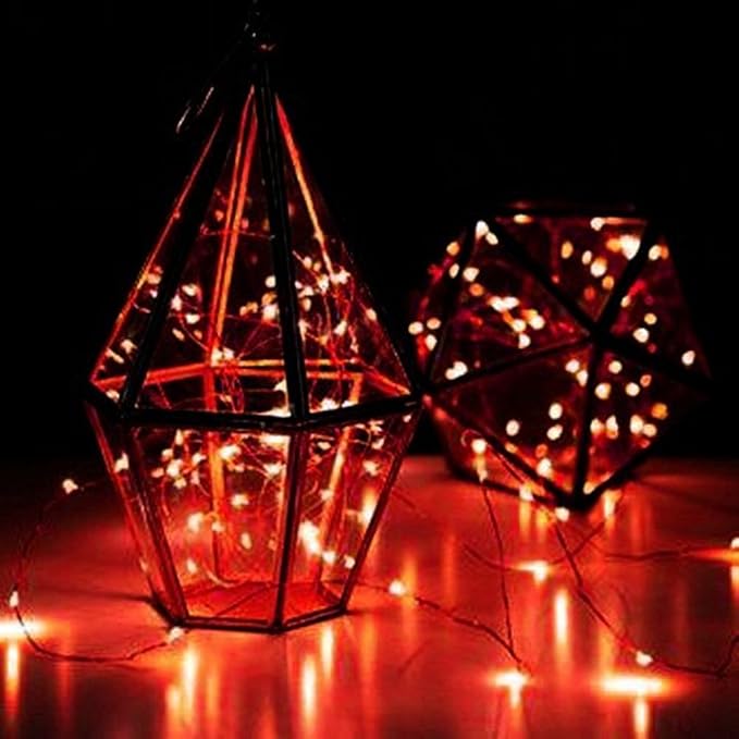 ANJAYLIA String Lights, 16.5Ft/5M 50leds Bright Light Party Home Festival Decorations Battery Operated Lights(Red)