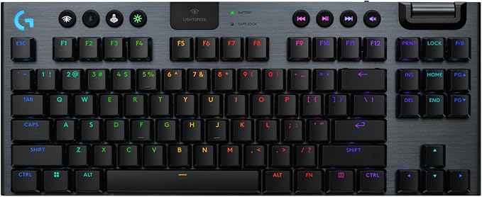Logitech G915 X Lightspeed TKL Wireless Gaming Keyboard (Clicky) - Black | Low Profile, Mechanical Switches, Double-Shot PBT Keycaps, RGB lighting, Aluminum finish, PC/Mac Compatible
