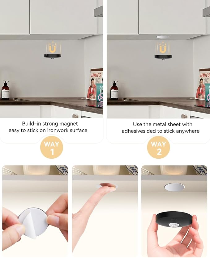 Rechargeable Puck Lights, 12-Pack LED Tap Lights with Remote, 1500mAh Battery, Dimmer & Timer, Wireless Stick-On Under Cabinet Lights for Closet, Bedroom, Kitchen, Black