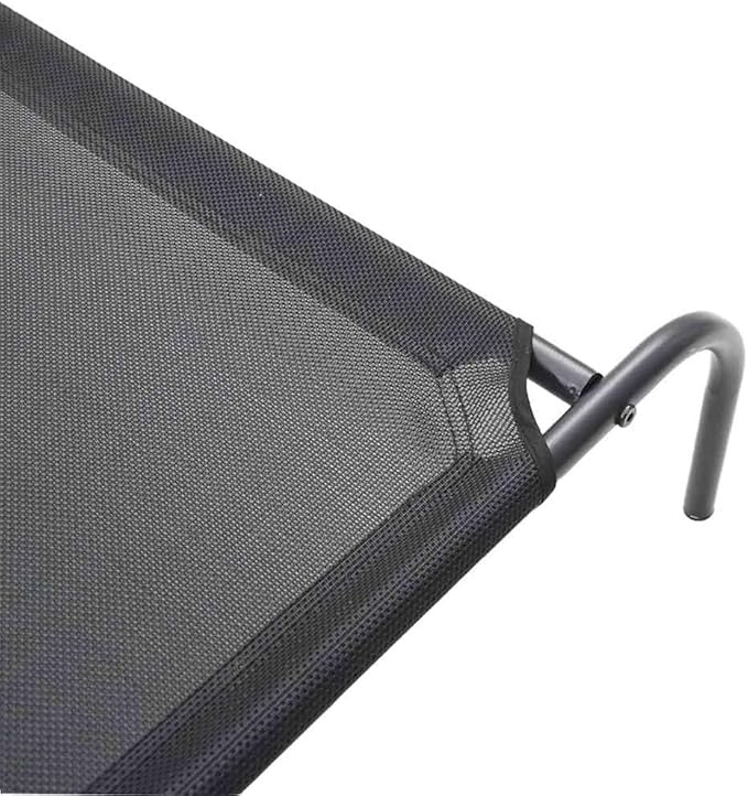 Elevated Dog Bed for Large Pets, Breathable Textilene Outdoor Raised Pet Cot with Powder-Coated Steel Frame, Durable Rectangular Cooling Bed for Garden and Patio, Black