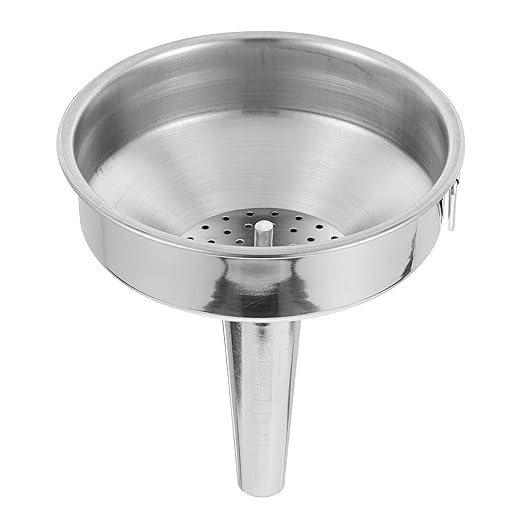 Hemoton 2-Piece 4 Inch Stainless Steel Funnel Set with Strainer for Kitchen Use - Metal Funnel for Precise Liquid and Dry Ingredient Transfer