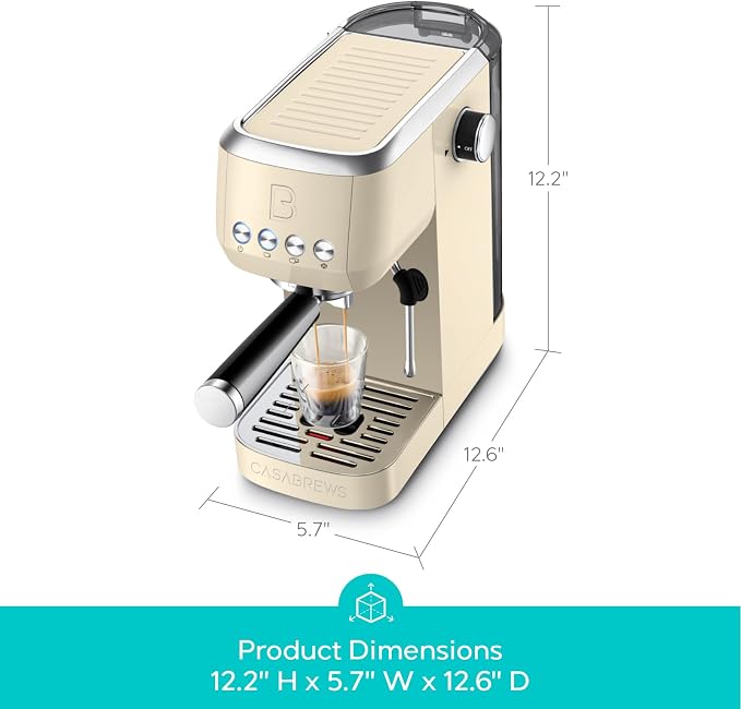 CASABREWS 3700 Essential Espresso Machine, Stainless Steel Espresso Maker | 20-Bar Italian Pump, Powerful Steam Wand, 43.9oz Removable Water Tank, Compact Espresso Maker for Home, Cappuccino & Latte
