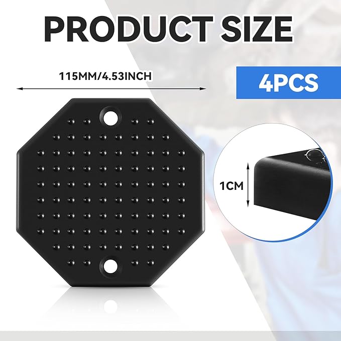 4 Pack Universal Octagon Heavy Duty Rubber Lifting Arm Pads Car Lift Accessories for Auto Lift Hoist Spareparts, Floor Jack Rubber Pad, 115 x 10mm(4.53'' x 0.39'')