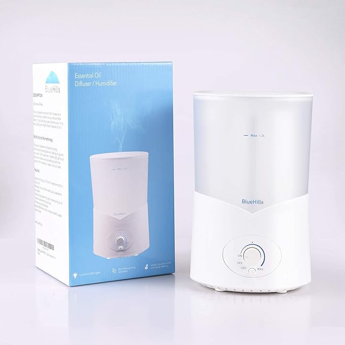 BlueHills Premium 2000 Ml and 1000 Ml Set of 2 Large Essential Oils Diffusers for Large Rooms Big Capacity Models Adjustable Cool Mist Great Gift – Value Pack of 2 White