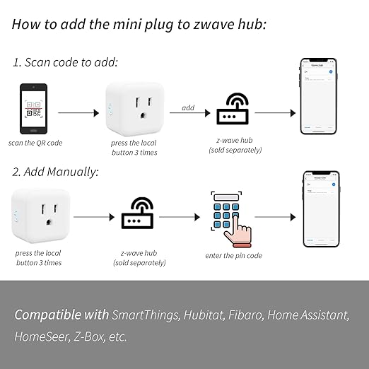 Minoston Zwave Plug Energy Monitor, 800 Series Zwave Outlet, Built-in Repeater Range Extender, Z-Wave Hub Required, Alexa and Google Assistant Compatible (MP21ZP)