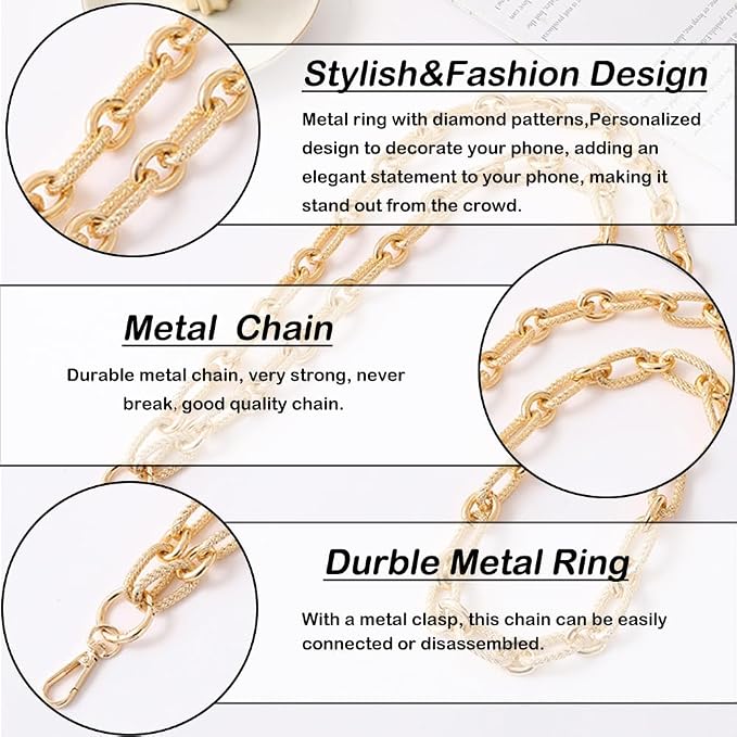Crossbody Lanyard Strap, Durable Metal Chain Strap, Universal Phone Lanyard with Tether Tab, Detachable Phone Chain Strap