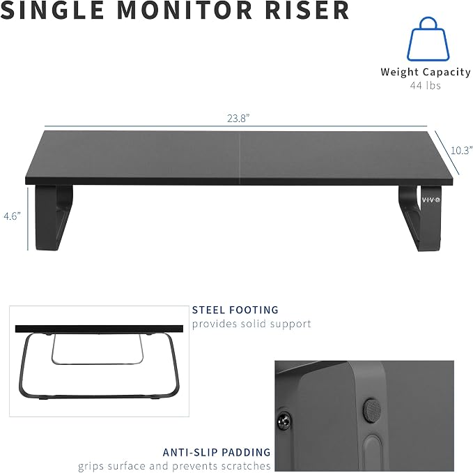 VIVO Monitor and Laptop Stand, 24 inch Desktop Riser, Black, STAND-V000D