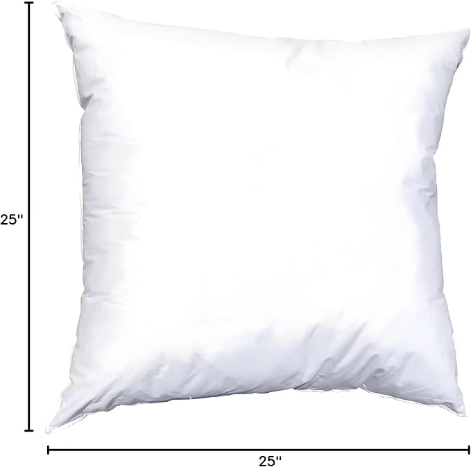 Pillowflex Synthetic Down Pillow Insert 25x25 in - Karate Chop Pillow | Large Square Euro Sham Form, Plush Polyester Cotton Blend, Cloud-Like Comfort, Clump-Resistant Fill, Smooth Elegant Finish