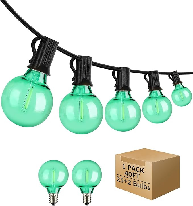 40FT LED Outdoor String Lights Waterproof, G40 LED Globe Outdoor Light for Patio with 27 Edison Vintage Shatterproof Bulbs, Connectable Backyard Lights for Garden, Bistro, Porch, Halloween
