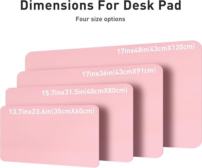 Aothia Leather Desk Pad Protector, Office Desk Mat, Large Mouse Pad, Non-Slip PU Leather Desk Blotter, Laptop Desk Pad, Waterproof Desk Writing Pad for Office and Home (48"x17", Fairy Pink)