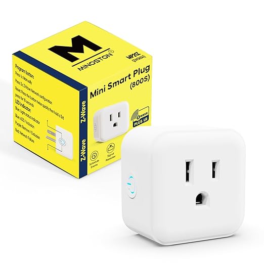 Minoston Smart Plug, 15A Mini Z-Wave 800 Series Plug-in Socket with Built-in Repeater andRange Extender, Z-Wave Hub Required, Compatible with SmartThings, Wink, FCC and ETLListed, MP21Z