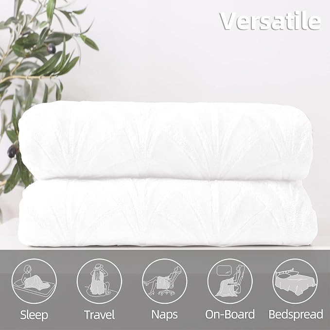 Whale Flotilla Soft Flannel Fleece King Size Bed Blanket, White | Cozy Lightweight Breathable Coverlet, Plush Fluffy Bedspread, Vintage Pattern Decorative Blanket for Bed All Season, 90"x104"