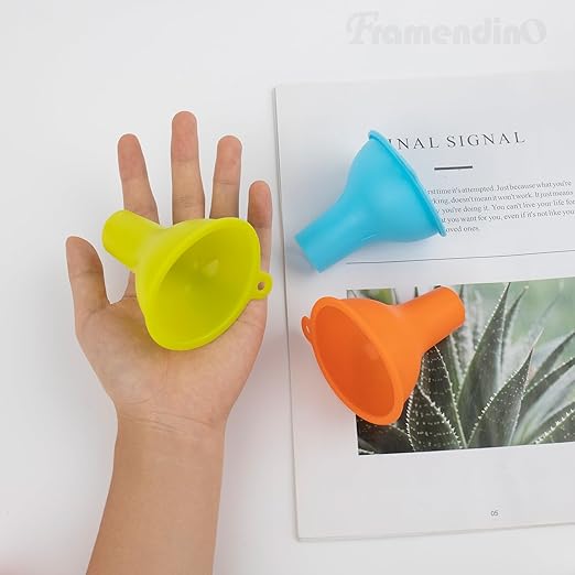 Framendino, 4 Pack Silicone Funnels Wide Mouth Funnel Kitchen Set Canning for Home Restaurant Bottles Jars