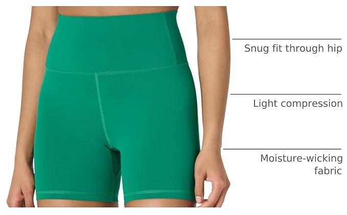 Amazon Essentials Women's Active FormFlex Buttery Soft High Waist Biker Shorts